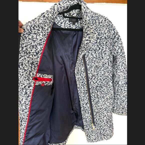 J. Crew Lodge Coat In Speckled Navy Blue Boucle - Picture 4 of 7